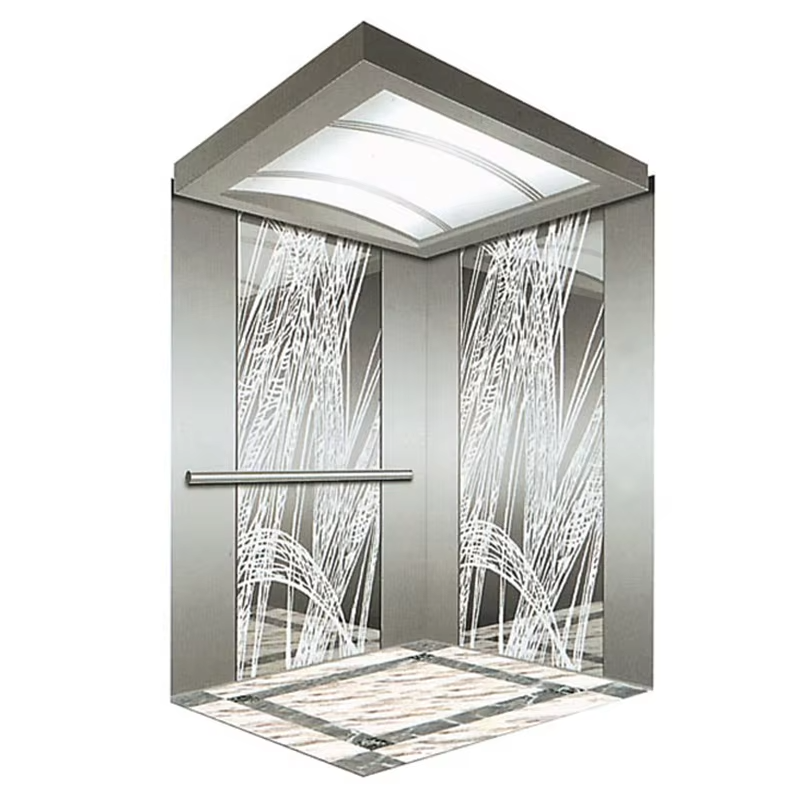 VTSP131 Kabin Lif Komersial Moden dengan Keluli Tahan Karat Lantai Anti-Slip Hingar Rendah dan Panel LED