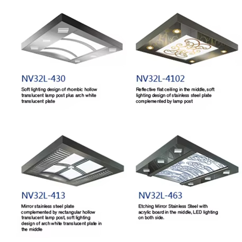Hiasan Kabin Lif VTSP139 Panel Siling Kabin Lif LED Moden Reka Bentuk Siling Lif Keluli Tahan Karat